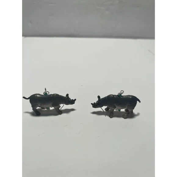 Handmade 3D Rhino Plastic Toy Earrings - Picture 3 of 4